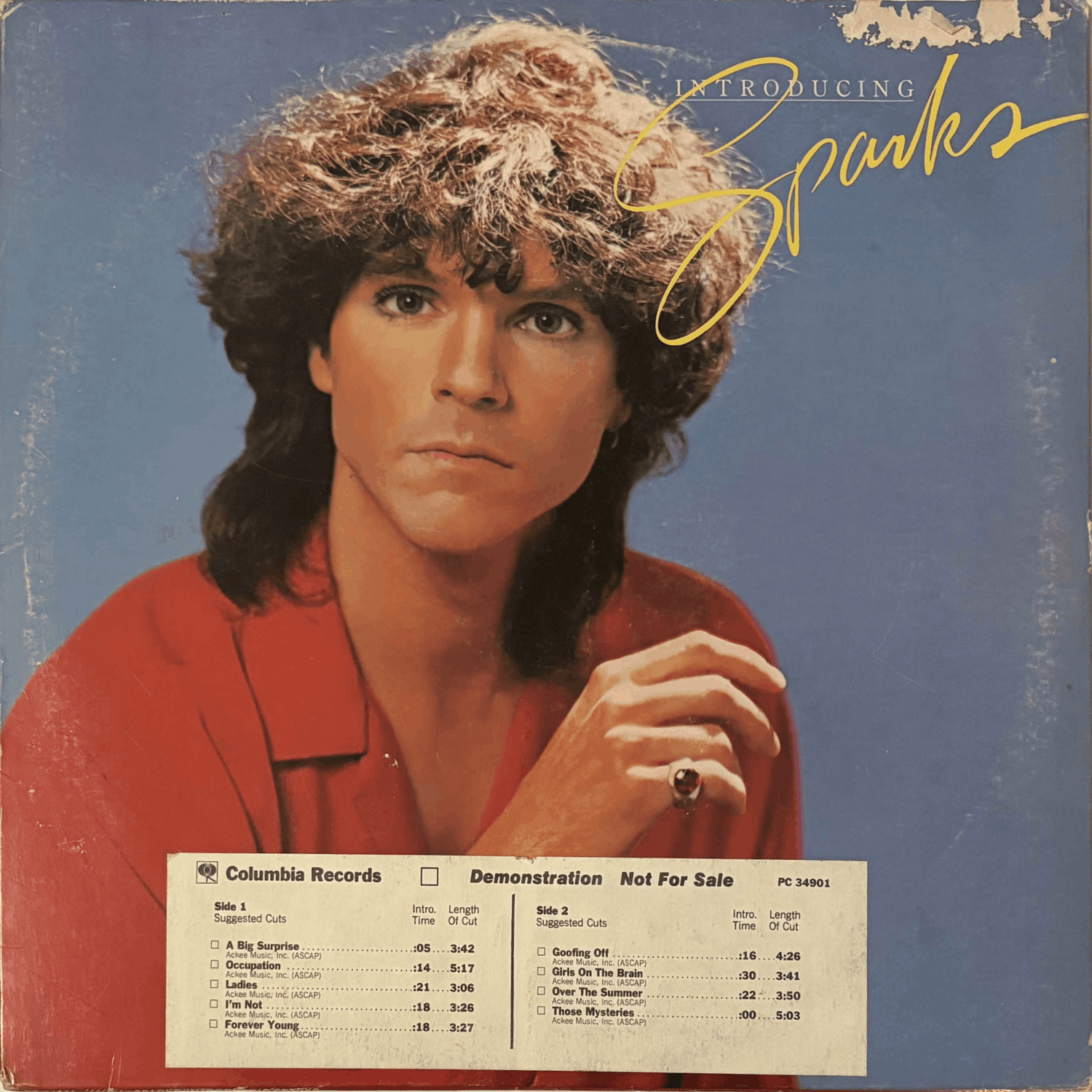 Album cover has some ring wear. A sticker labeled "Demonstration Not For Sale" is on the bottom, with a full track listing.